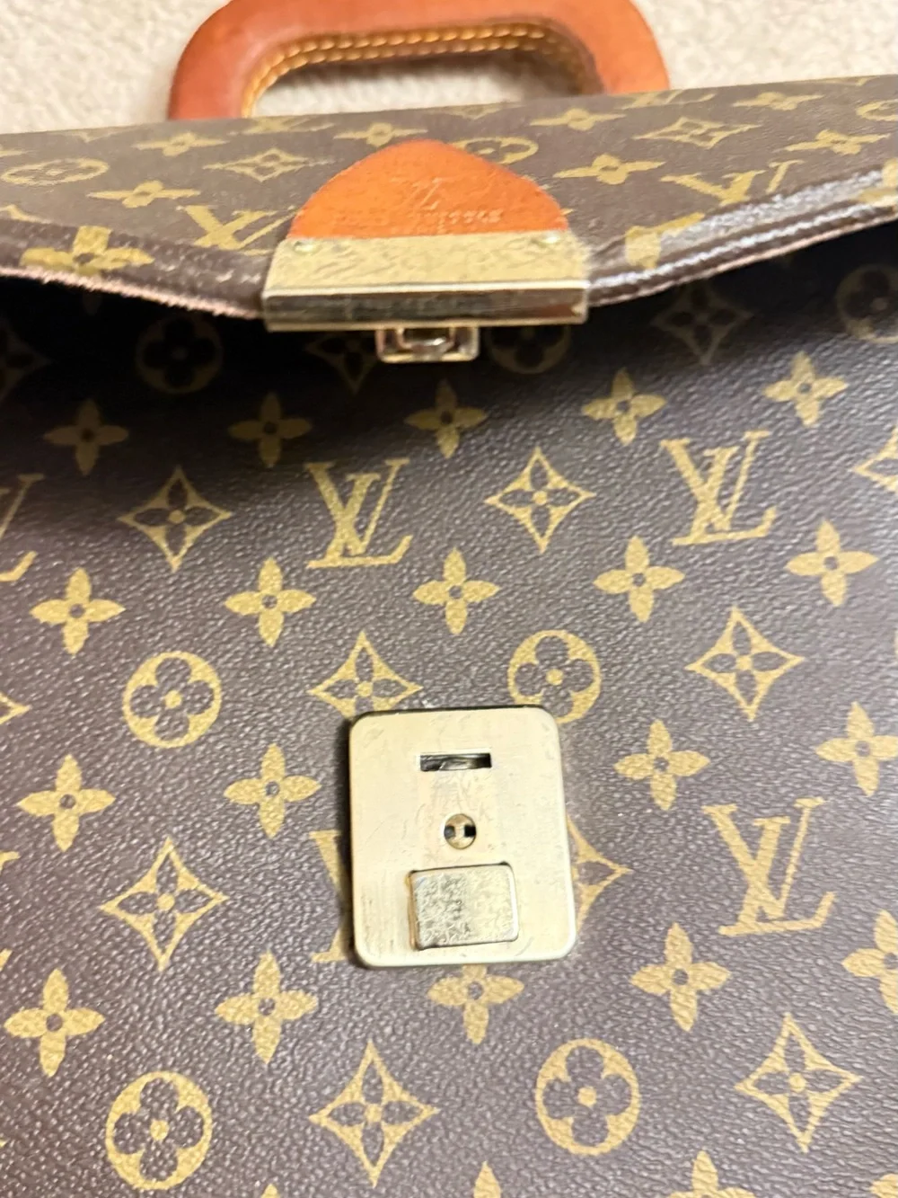 Louis Vuitton Brown Monogram Canvas Briefcase with Gold Hardware